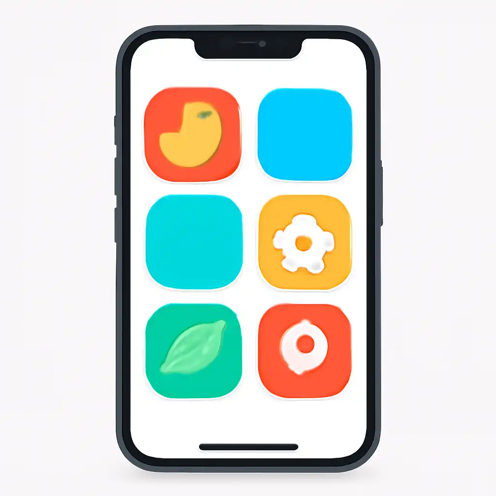 Smartphone shown from the front displaying a colourful flat layout of abstract game icons and rounded tiles, Why Predictors