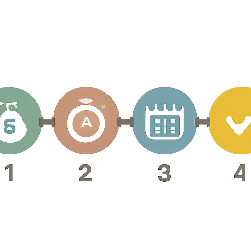 Five numbered circular icons connected by arrows in a horizontal flow, Cash-Out Timing steps, Chicken Road Game