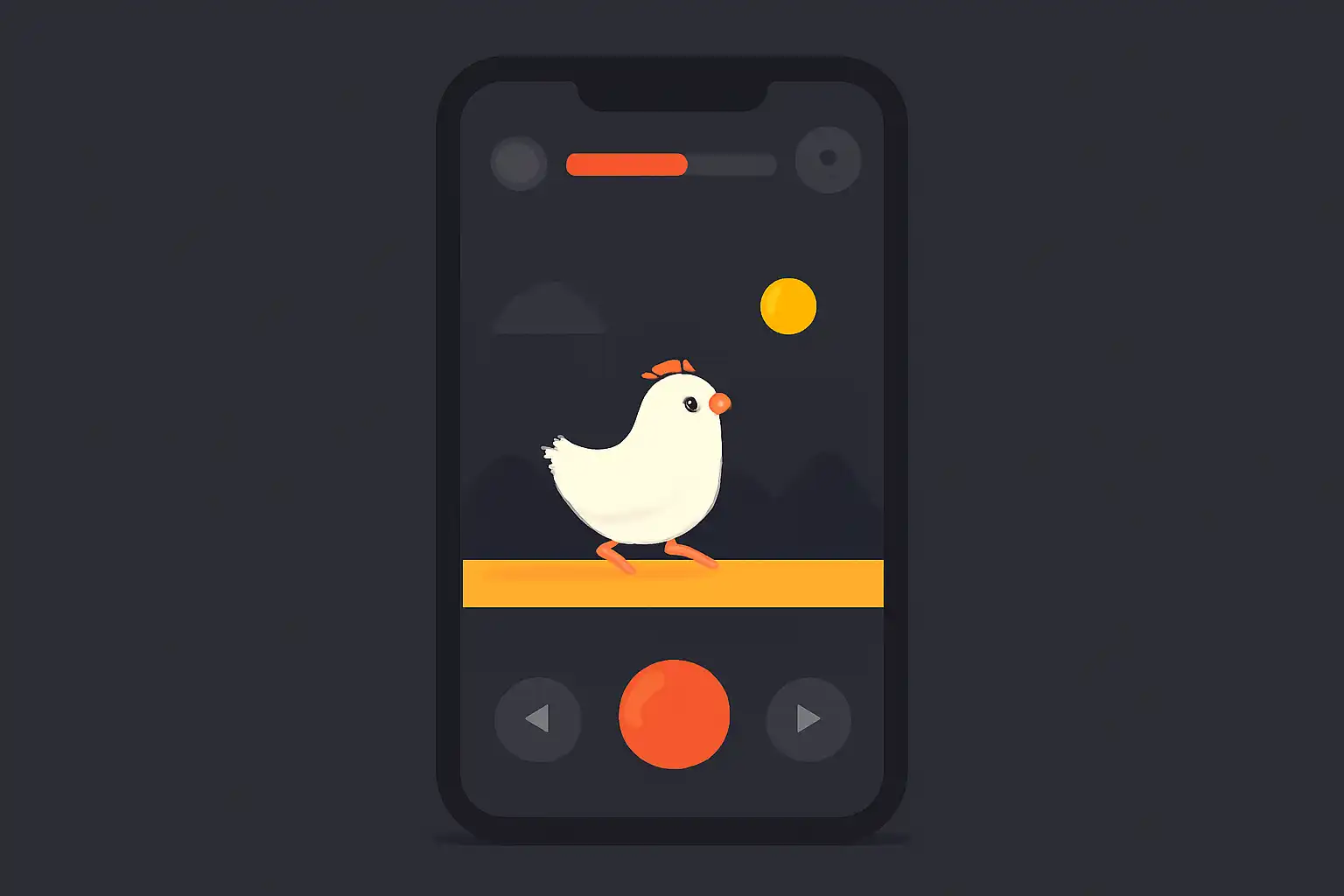 Detail screen: chicken road game, mobile screen