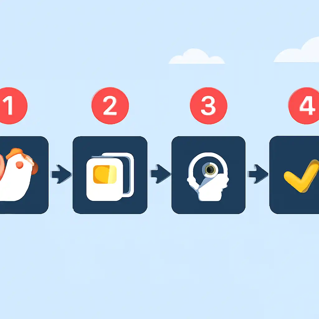 Annotated step diagram: chicken road predictor process with numbered callouts, Chicken Road Game