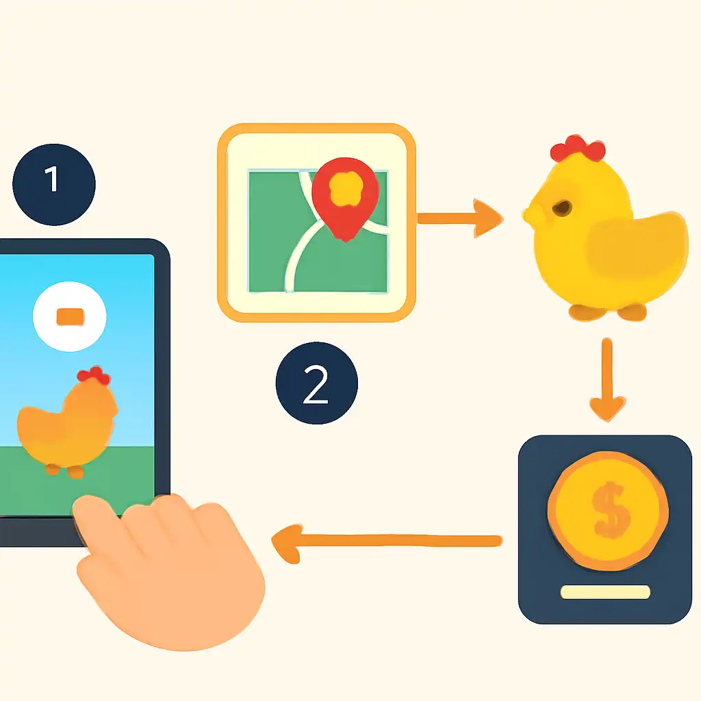 Annotated step diagram: chicken road auto process with numbered callouts, Chicken Road Game